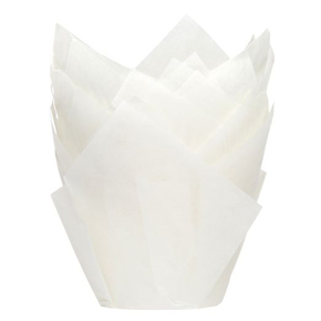 Košíčky na cupcake - tulipán, průměr 5 cm, 36 ks, bílé | HOUSE OF MARIE, HM5965