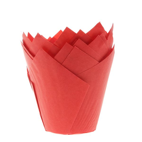 Košíčky na cupcake - tulipán, průměr 5 cm, 36 ks, červená | HOUSE OF MARIE, HM5720