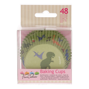 Košíčky na cupcake, průměr 5 cm, 48 ks zelené s dinosaury | FUNCAKES, FC4015
