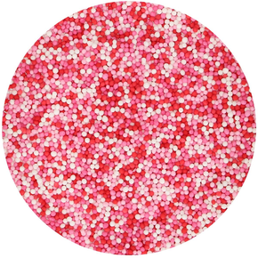 Dekorační posyp Nonpareils Lotsoflove 800 g, červená, růžová a bílá | FUNCAKES, F51615