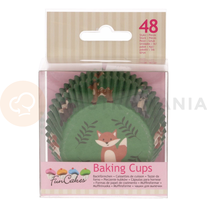 Košíčky na cupcake, průměr 5 cm, 48 ks lesní zvířata | FUNCAKES, FC4016