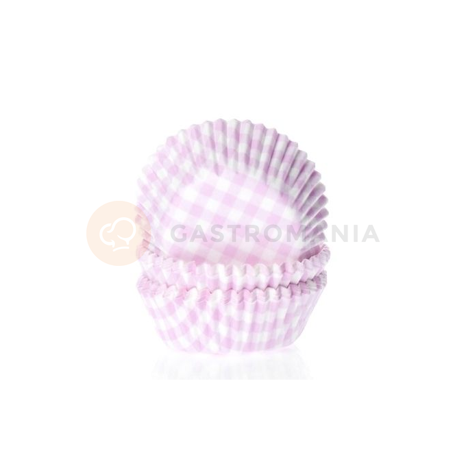 Košíčky na cupcake, průměr 5 cm, 50 ks bílo- růžová mřížka | HOUSE OF MARIE, HM0190