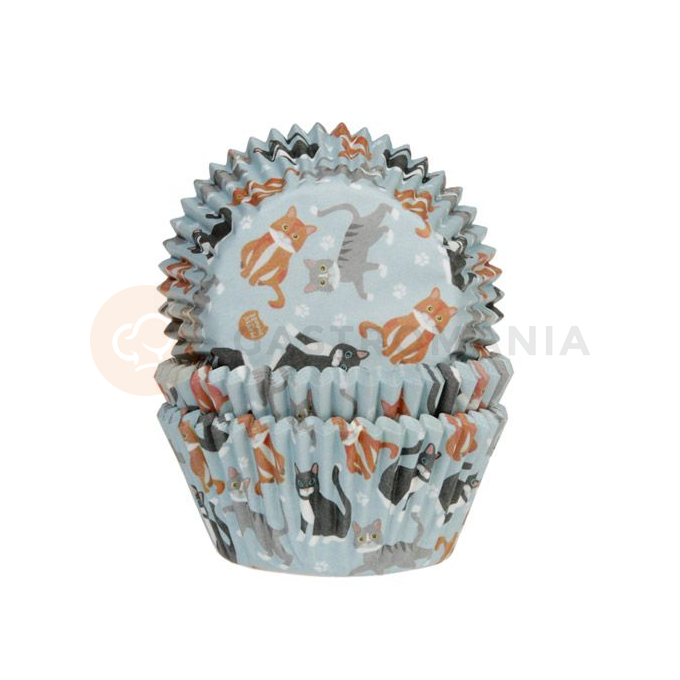 Košíčky na cupcake, průměr 5 cm, 50 ks vzor- kočky | HOUSE OF MARIE, HM5409