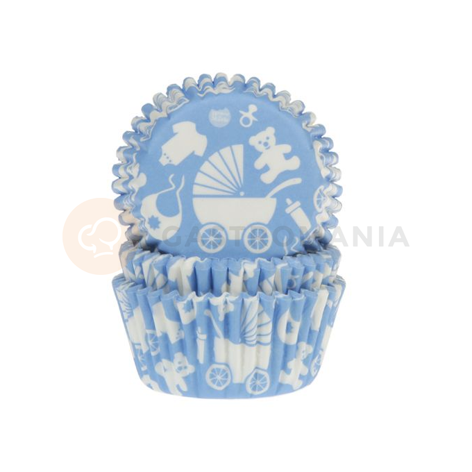 Košíčky na cupcake, průměr 5 cm, 50 ks vzor- nemluvně - modrá | HOUSE OF MARIE, HM5140