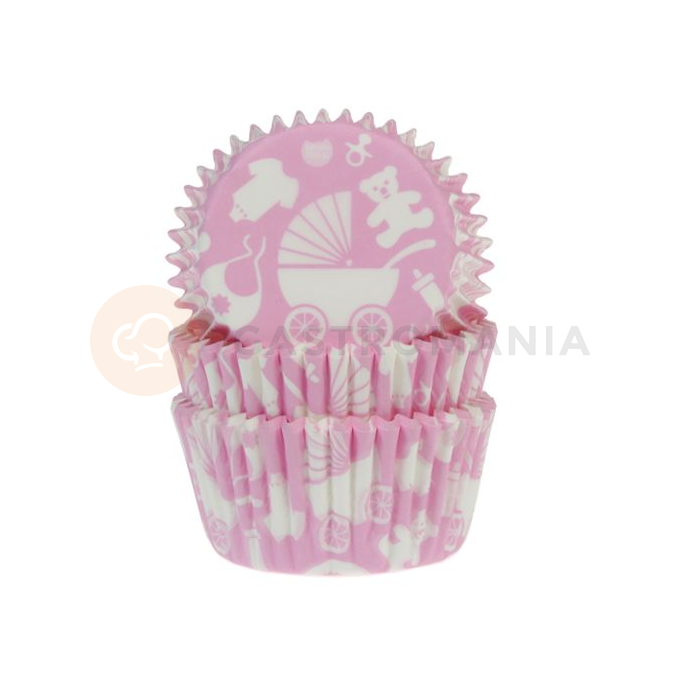 Košíčky na cupcake, průměr 5 cm, 50 ks vzor- nemluvně - růžová | HOUSE OF MARIE, HM5126