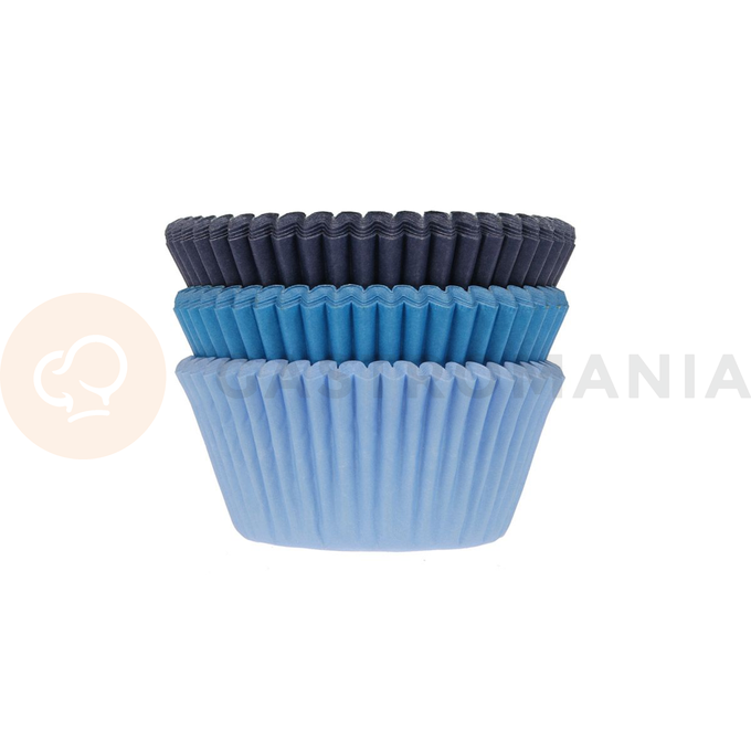 Košíčky na cupcake, průměr 5 cm, 75 ks tři odstíny modré | HOUSE OF MARIE, HM7595