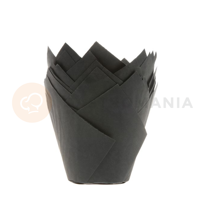 Košíčky na cupcake - tulipán, průměr 5 cm, 36 ks, černá | HOUSE OF MARIE, HM5591