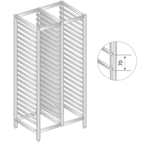 Regál dvojitý z nerezové oceli na nádoby, tácy a plechy 770x550x1600 mm | DORA METAL, DM-3323 S