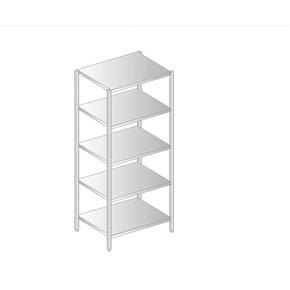 Skladovací regál z nerezové oceli s pěti policemi 800x500x2000 mm | DORA METAL, DM-3320