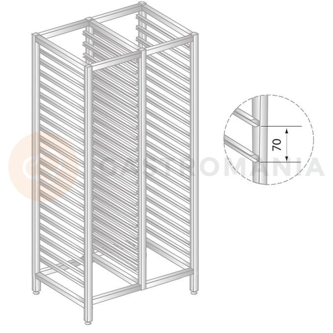 Regál dvojitý z nerezové oceli na nádoby, tácy a plechy 1170x660x1600 mm | DORA METAL, DM-3323 S