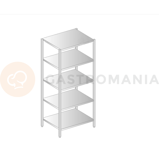Skladovací regál z nerezové oceli s pěti policemi 1000x700x2000 mm | DORA METAL, DM-3320