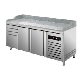 Chladící stůl na pizzu, dvoudveřový se 4 zásuvkami 372 l 600x400, 2017x800x850 mm, Green Line | ASBER, GTP-8-200-24