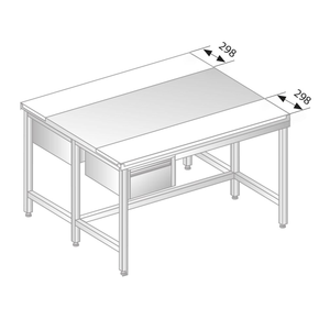 Stůl centrální z nerezové oceli s krájecími deskami a 2 šuplíky 1000x1400x850 mm | DORA METAL, DM-3107