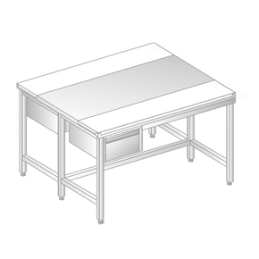 Stůl centrální z nerezové oceli s krájecími deskami a 2 šuplíky 1600x1400x850 mm | DORA METAL, DM-3107