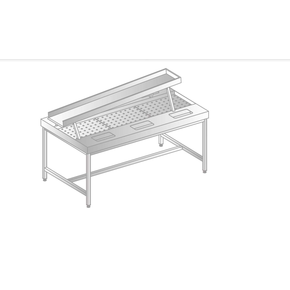 Stůl na loupání brambor z nerezové oceli, dvoustranný 2200x1100x850 mm | DORA METAL, DM-3251