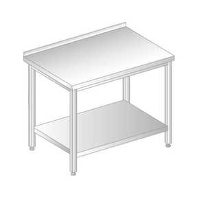 Stůl nástěnný s policí z nerezové oceli 1700x600x850 mm | DORA METAL, DM-3103