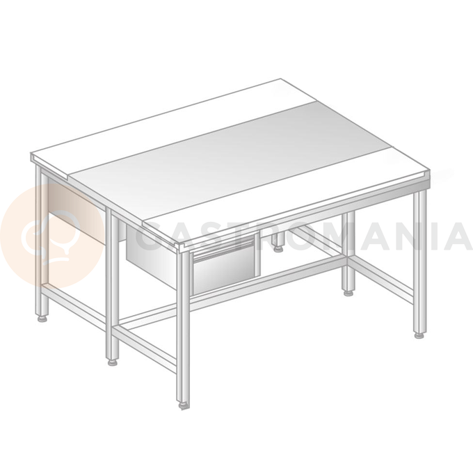 Stůl centrální z nerezové oceli s krájecími deskami a 2 šuplíky 1100x1400x850 mm | DORA METAL, DM-3107