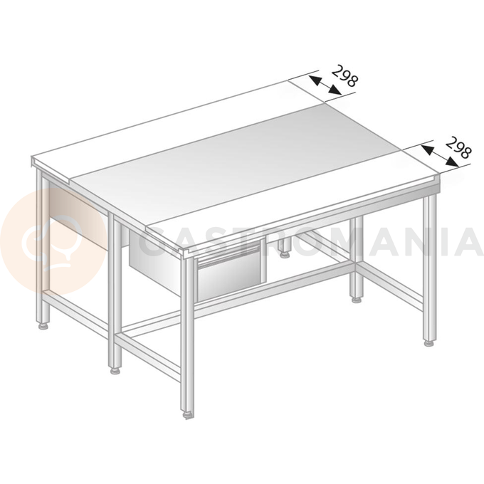 Stůl centrální z nerezové oceli s krájecími deskami a 2 šuplíky 1200x1400x850 mm | DORA METAL, DM-3107