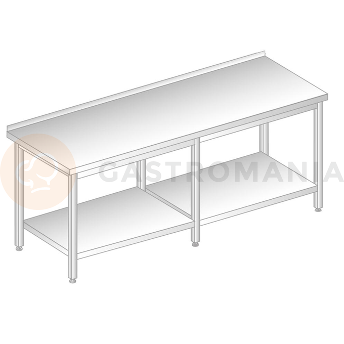 Stůl nástěnný nerezový s policí 2700x600x850 mm | DORA METAL, DM-3104