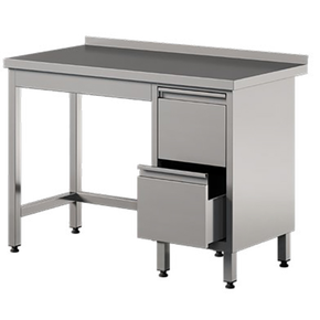 Přístěnný stůl z nerezové oceli, 2 zásuvky 1000x700x850 mm | ASBER, WT-107-PL-2DR
