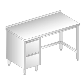 Stół przyścienny ze stali nierdzewnej z 2 szufladami 1900x700x850 mm | DORA METAL, DM-3112