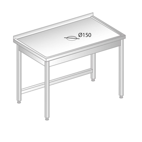 Stół przyścienny ze stali nierdzewnej z otworem na odpadki 1100x700x850 mm | DORA METAL, DM-3228