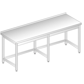 Stůl nástěnný z nerezové oceli 2400x700x850 mm | DORA METAL, DM-3102