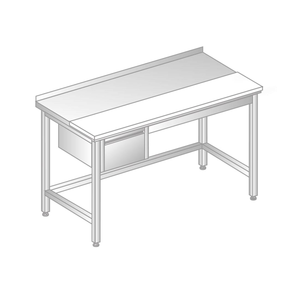 Stůl nástěnný z nerezové oceli s krájecí deskou a šuplíkem 1700x600x850 mm | DORA METAL, DM-3106