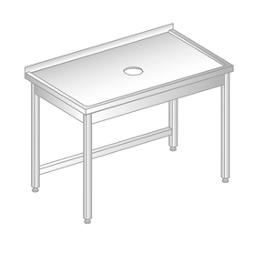 Stůl nástěnný z nerezové oceli s otvorem pro odpad 1100x700x850 mm | DORA METAL, DM-3228