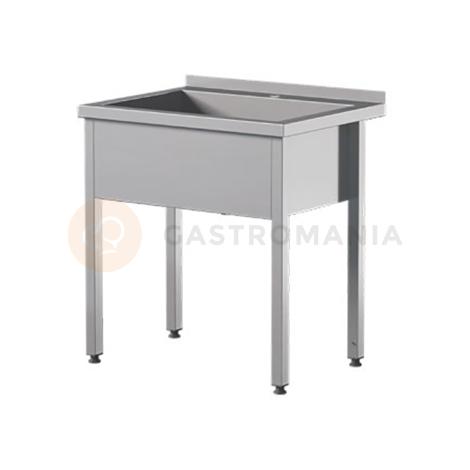 Přístěnný nerezový stůl s vanou, hloubka komory 300 mm 800x600x850 mm | ASBER, SBTW-863/1-PL