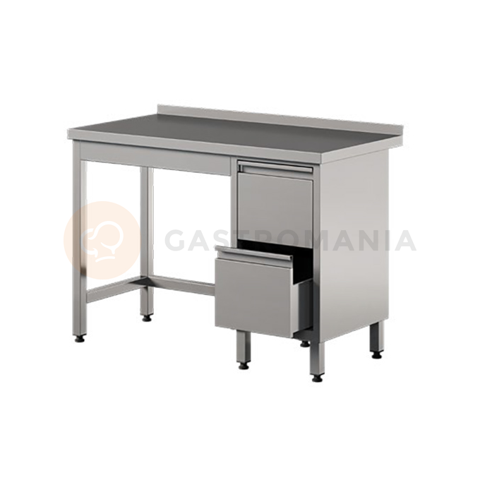 Přístěnný stůl z nerezové oceli, 2 zásuvky 1000x600x850 mm | ASBER, WT-106-PL-2DR