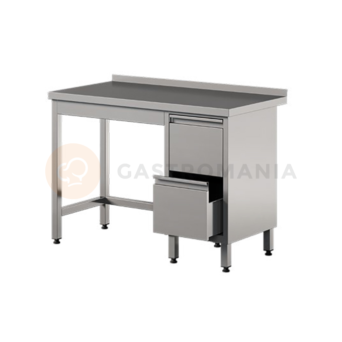 Přístěnný stůl z nerezové oceli, 2 zásuvky 2400x700x850 mm | ASBER, WT-247-PL-2DR
