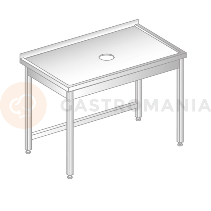 Stůl nástěnný z nerezové oceli s otvorem pro odpad 1200x700x850 mm | DORA METAL, DM-3228