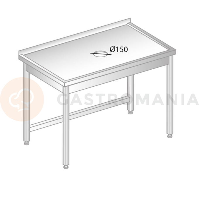 Stůl nástěnný z nerezové oceli s otvorem pro odpad 1300x700x850 mm | DORA METAL, DM-3228