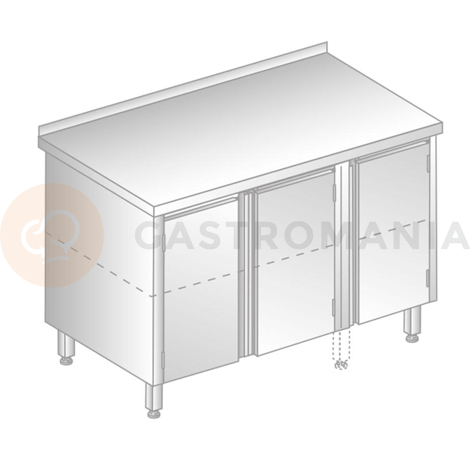 Stůl nástěnný z nerezové oceli se 2 skříňkami 1200x600x850 mm | DORA METAL, DM-3125