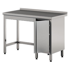 Přístěnný stůl z nerezové oceli se skřínkou, křídlové dvířka 1000x600x850 mm | ASBER, WT-106-PL-HD