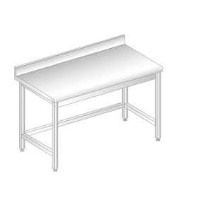 Stůl nástěnný z nerezové oceli se zadní lištou a okapovou lištou 1800x700x850 mm | DORA METAL, DM-S-3101