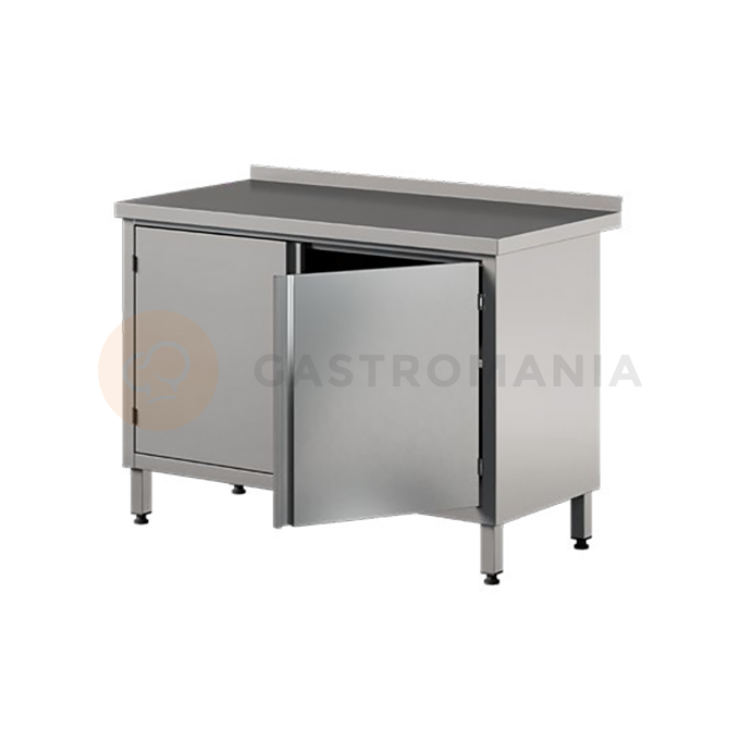Nerezový přístěnný stůl se skříňkou, křídlové dveře 1000x600x850 mm | ASBER, WM-106-PL-2HD