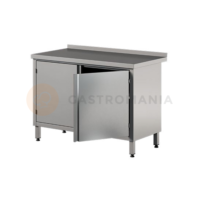 Nerezový přístěnný stůl se skříňkou, křídlové dveře 1100x700x850 mm | ASBER, WM-117-PL-2HD