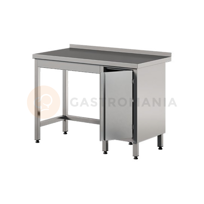 Přístěnný stůl z nerezové oceli se skřínkou, křídlové dvířka 2300x600x850 mm | ASBER, WT-236-PL-HD