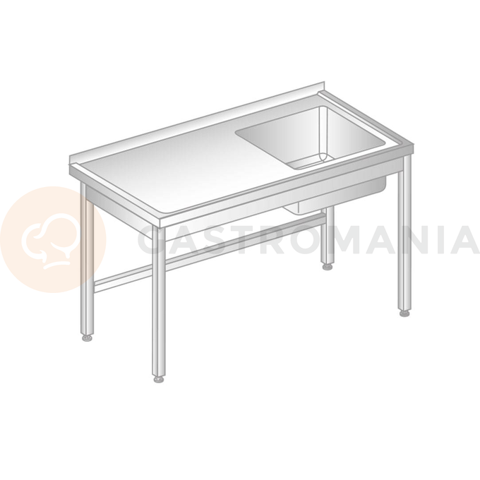 Stůl nástěnný z nerezové oceli s dřezem 1000x600x850 mm | DORA METAL, DM-3200