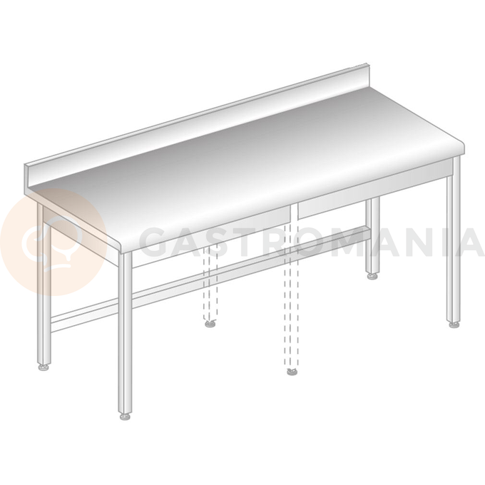 Stůl nástěnný z nerezové oceli se zadní lištou a okapovou lištou 1000x600x850 mm | DORA METAL, DM-S-3100