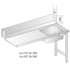 Stůl pro nakládání do myčky nádobí z nerezové oceli s dřezem 1200x700x850 mm | DORA METAL, DM-3266