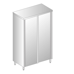 Dvojitá skladovací skříň z nerezové oceli s posuvnými dveřmi a policemi 1000x500x2000 mm | DORA METAL, DM-3305.01