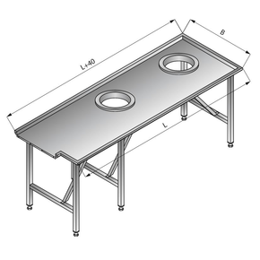 Jednoduchý třídící stůl, levý, 2200x1200x850 mm | LOZAMET, LO304/2212