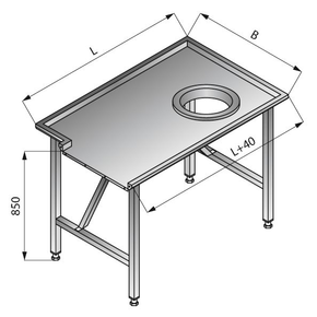 Jednoduchý třídící stůl, pravý, 1200x800x850 mm | LOZAMET, LO302/1280