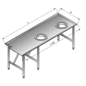 Jednoduchý třídící stůl, pravý, 2200x1200x850 mm | LOZAMET, LO302/2212