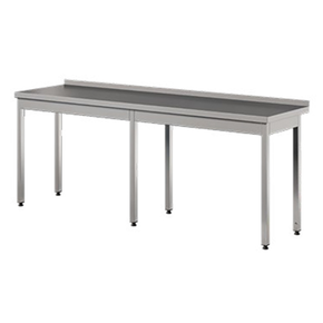 Přístěnný stůl z nerezové oceli, nohy bez vyztužení 2700x600x850 mm | ASBER, WT-276-PL