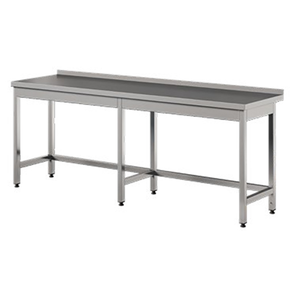 Přístěnný stůl z nerezové oceli, zpevněné nohy 2400x700x850 mm | ASBER, WT-247-PL-B