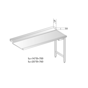 Vykládací stůl pro myčky nádobí z nerezové oceli 1200x760x850 mm | DORA METAL, DM-3265